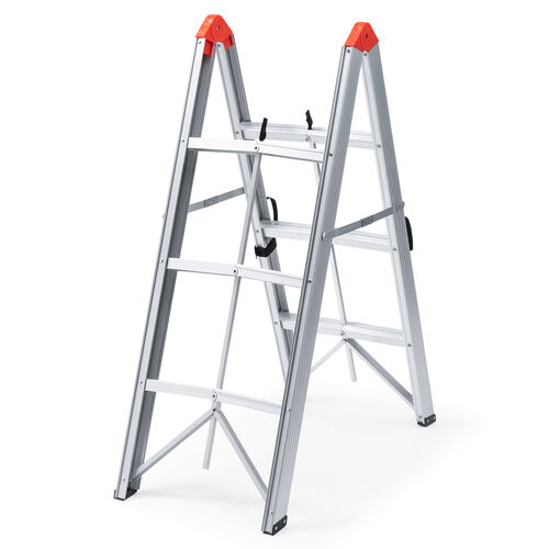 脚立（踏み台・アルミフレーム・コンパクト・スリム・軽量・車載・折りたたみ・3段・スティック型・取っ手付き・耐荷重150kg）