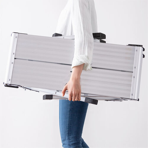 脚立（アルミ製足場台・洗車台・幅広・軽量・踏み台・折りたたみ2段・頑丈・耐荷重150kg）