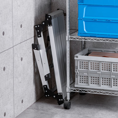 脚立（アルミ製足場台・洗車台・幅広・軽量・踏み台・折りたたみ2段・頑丈・耐荷重150kg）