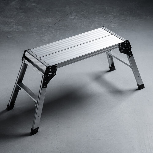 脚立（アルミ製足場台・洗車台・幅広・軽量・踏み台・折りたたみ2段・頑丈・耐荷重150kg）