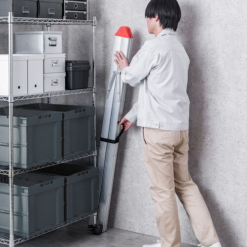 脚立（4段・コンパクト・スリム・折りたたみ簡単・アルミ製・耐荷重150kg）