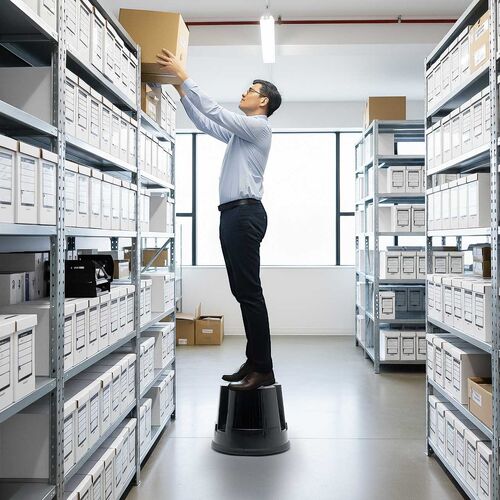 ステップスツール（踏み台・キャスター付き・ストッパー機能付き・高さ30cm・1段タイプ・スタッキング可能・耐荷重150kg・高耐久・ブラック）