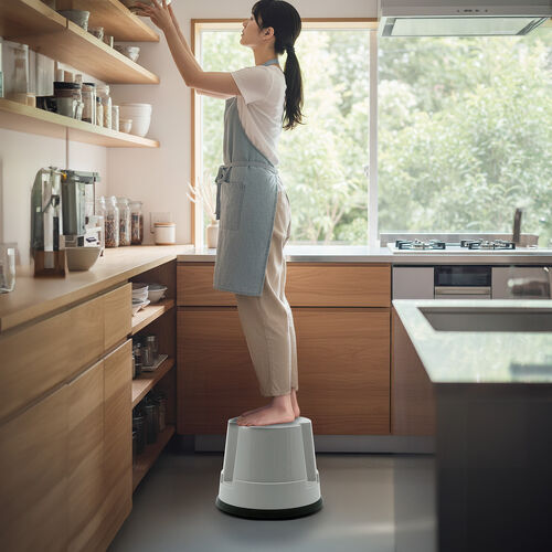 ステップスツール（踏み台・キャスター付き・ストッパー機能付き・高さ30cm・1段タイプ・スタッキング可能・耐荷重150kg・高耐久・グレー）