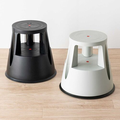 ステップスツール（踏み台・キャスター付き・ストッパー機能付き・高さ41.5cm・2段タイプ・スタッキング可能・耐荷重150kg・高耐久・ブラック）