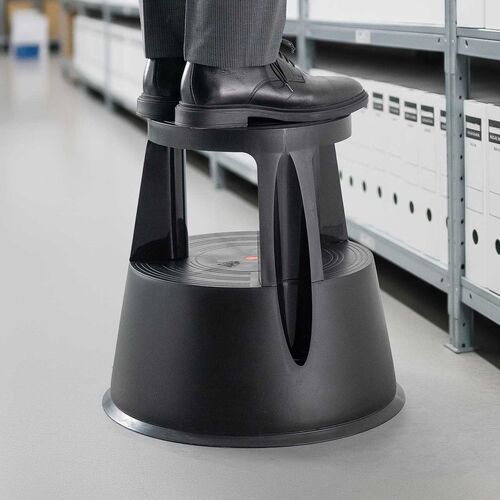 ステップスツール（踏み台・キャスター付き・ストッパー機能付き・高さ41.5cm・2段タイプ・スタッキング可能・耐荷重150kg・高耐久・ブラック）