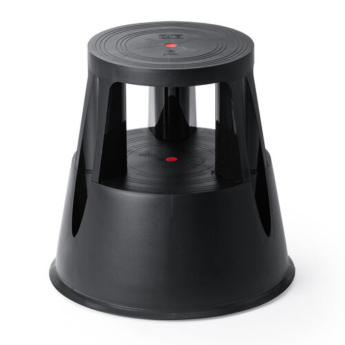 ステップスツール（踏み台・キャスター付き・ストッパー機能付き・高さ41.5cm・2段タイプ・スタッキング可能・耐荷重150kg・高耐久・ブラック）