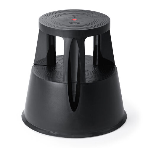 ステップスツール（踏み台・キャスター付き・ストッパー機能付き・高さ41.5cm・2段タイプ・スタッキング可能・耐荷重150kg・高耐久・ブラック）