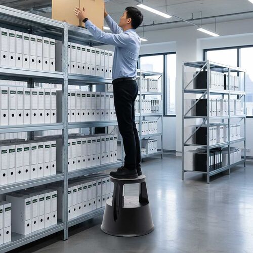 ステップスツール（踏み台・キャスター付き・ストッパー機能付き・高さ41.5cm・2段タイプ・スタッキング可能・耐荷重150kg・高耐久・ブラック）