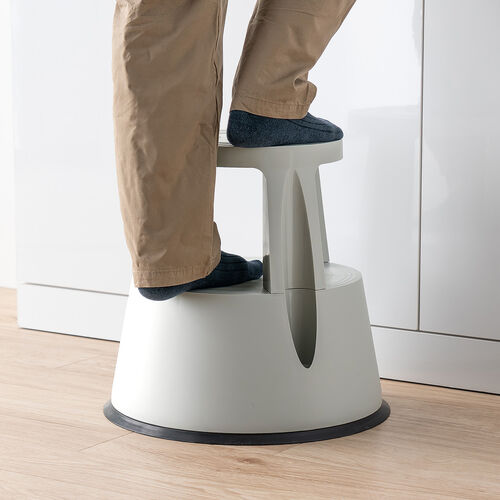 【アウトレット】ステップスツール（踏み台・キャスター付き・ストッパー機能付き・高さ41.5cm・2段タイプ・スタッキング可能・耐荷重150kg・高耐久・グレー）