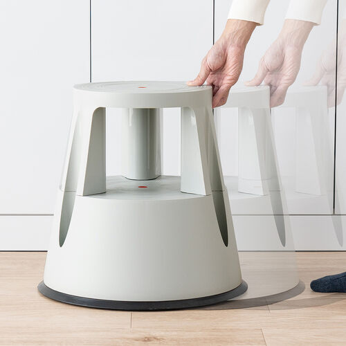 【アウトレット】ステップスツール（踏み台・キャスター付き・ストッパー機能付き・高さ41.5cm・2段タイプ・スタッキング可能・耐荷重150kg・高耐久・グレー）