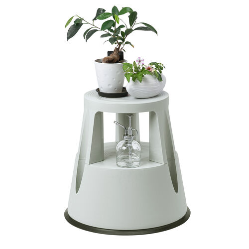 【アウトレット】ステップスツール（踏み台・キャスター付き・ストッパー機能付き・高さ41.5cm・2段タイプ・スタッキング可能・耐荷重150kg・高耐久・グレー）