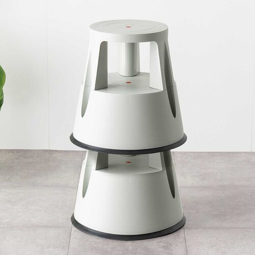 【アウトレット】ステップスツール（踏み台・キャスター付き・ストッパー機能付き・高さ41.5cm・2段タイプ・スタッキング可能・耐荷重150kg・高耐久・グレー）