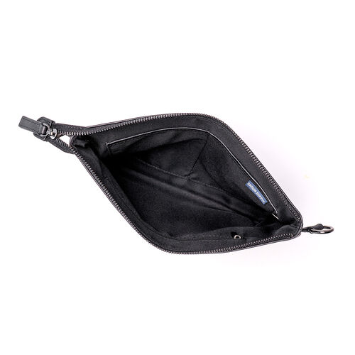 サコッシュ（本革・4WAY・ショルダーバッグ・薄型・iPad 11インチ対応・クラッチバッグ・肩掛け・バッグ・スマホポーチ・メンズ・ブラック）