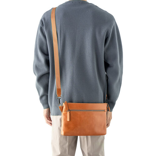 サコッシュ（本革・4WAY・ショルダーバッグ・薄型・iPad 11インチ対応・クラッチバッグ・肩掛け・バッグ・スマホポーチ・メンズ・レディース・ブラウン）