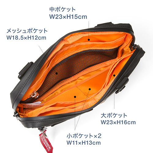 サコッシュ（ショルダーバッグ・アルファ・耐水生地・止水ファスナー・2WAY・ブラック）