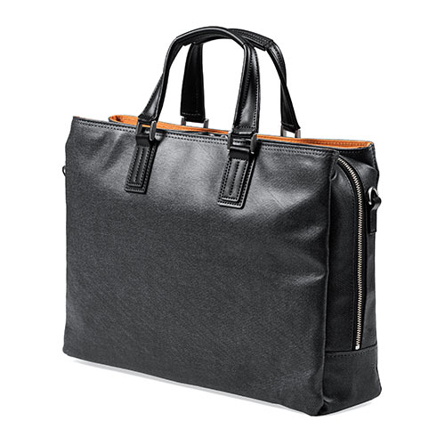 バッグ（日本製・豊岡縫製・国産素材岡山デニム使用・ビジネス・ショルダー・ダブル収納・三方ファスナー・ブラック）