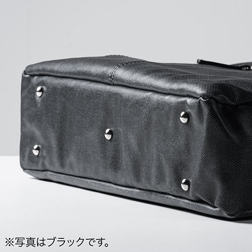 バッグ（日本製・豊岡縫製・国産素材岡山デニム使用・ビジネス・ショルダー・ダブル収納・三方ファスナー・ネイビー）