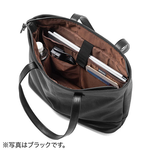 トートバッグ（合皮・A4収納・メンズ・レディース・大きめ・ビジネス・オールネイビー・シンプル）