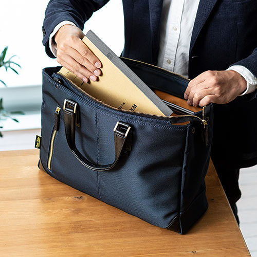 日本製ビジネスバッグ（豊岡縫製・国産素材鎧布使用・2WAY・高強度ナイロン使用・ネイビー）