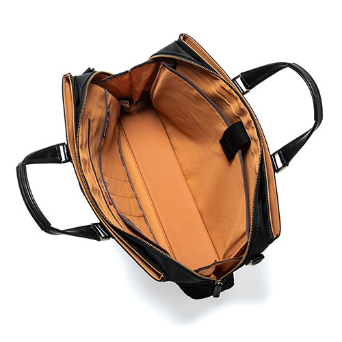 日本製ビジネスバッグ（豊岡縫製・国産素材鎧布使用・2WAY・高強度ナイロン使用・ダブル収納・三方ファスナー・ブラック）