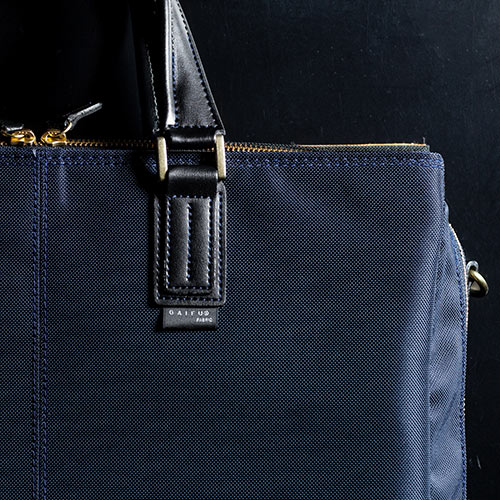 ビジネスバッグ（日本製・豊岡縫製・国産素材鎧布使用・2WAY・高強度ナイロン使用・ダブル収納・三方ファスナー・ネイビー）