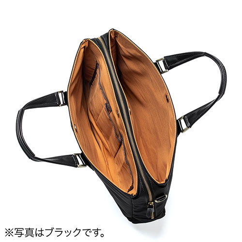 ビジネスバッグ（日本製・豊岡縫製・国産素材鎧布使用・2WAY・高強度ナイロン使用・ダブル収納・三方ファスナー・ネイビー）