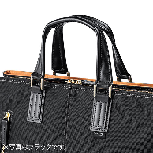 ビジネスバッグ（日本製・豊岡縫製・国産素材鎧布使用・2WAY・高強度ナイロン使用・ダブル収納・三方ファスナー・ネイビー）