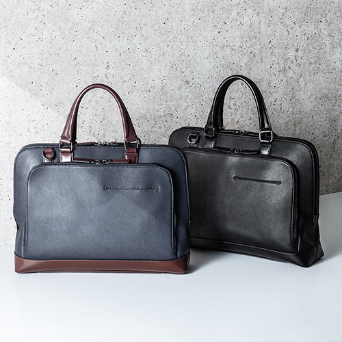ビジネスバッグ（本革・A4収納対応・メンズ・ショルダーベルト付属・2WAY・ネイビー）