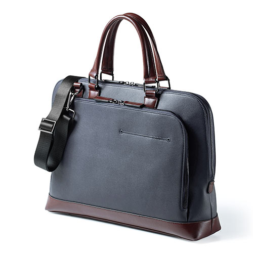ビジネスバッグ（本革・A4収納対応・メンズ・ショルダーベルト付属・2WAY・ネイビー）