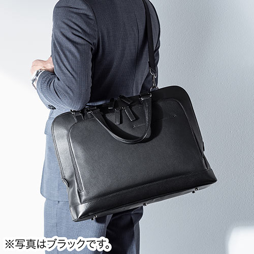 ビジネスバッグ（本革・A4収納対応・メンズ・ショルダーベルト付属・2WAY・ネイビー）