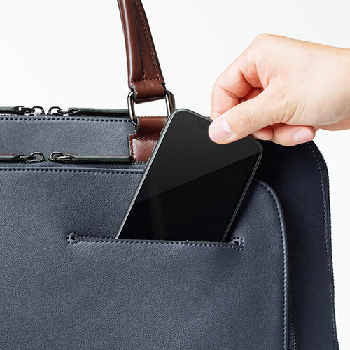 ビジネスバッグ（本革・A4収納対応・メンズ・ショルダーベルト付属・2WAY・ネイビー）