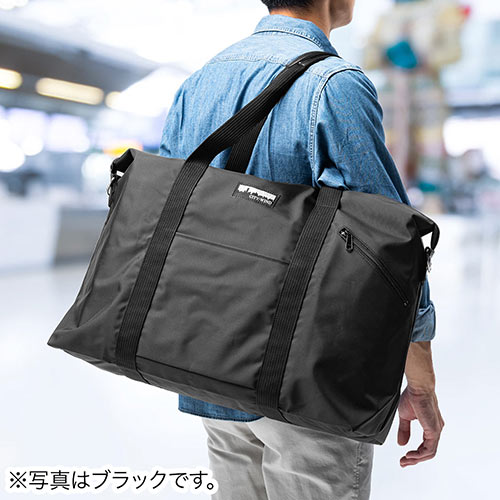 日本製ボストンバッグ（折りたたみ・旅行・41L・ブルー）