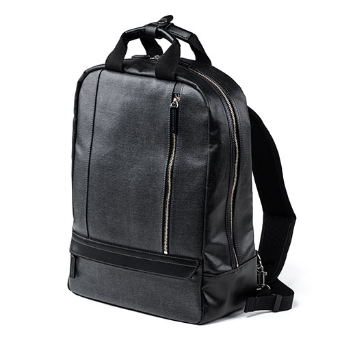 リュック（デニム生地・日本製・撥水加工・自立可能・ブラック）