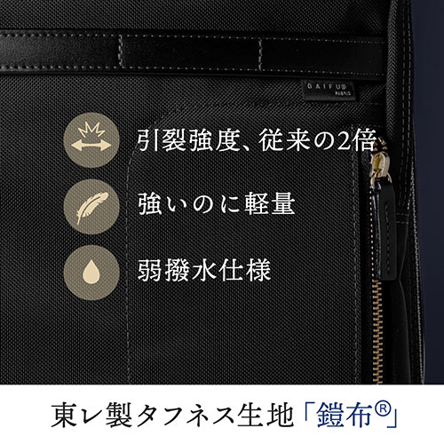 リュック（メンズ・ビジネス・自立・日本製・鎧布生地・ダブルルーム・18L・ネイビー）