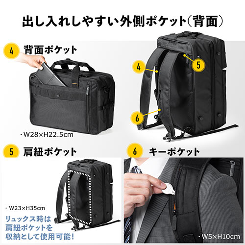 ビジネスバッグ（リュック・ショルダー・大容量・ブラック・25.5リットル）