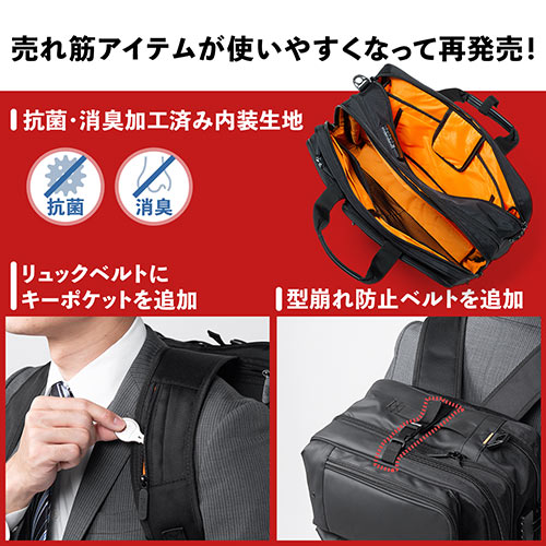 ビジネスバッグ（リュック・ショルダー・大容量・ブラック・28.3リットル）