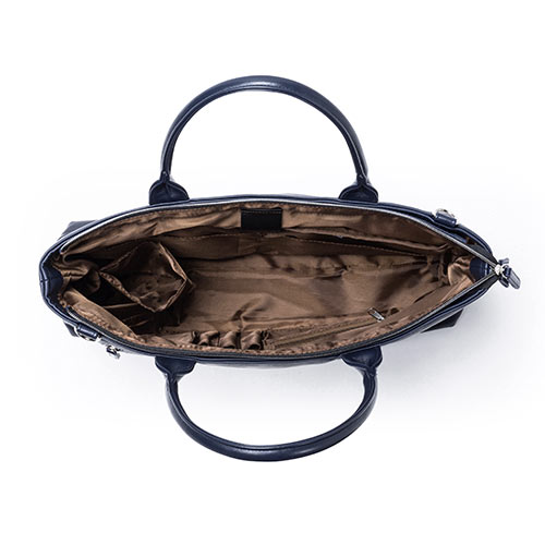 バッグ（ビジネス・カジュアル・大容量・A4収納・ショルダーベルト付属・2WAY・合皮・大きめ・ネイビー）