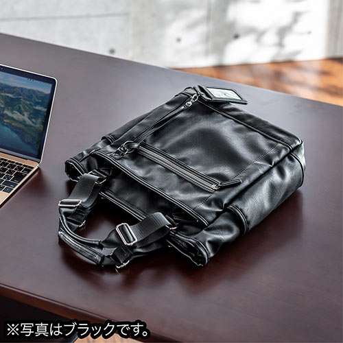 トートバッグ（メンズ・ビジネス・A4・手持ち・肩掛け・リュック・PUレザー・通勤・通学・ネイビー）