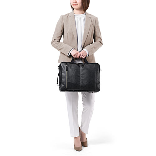 ビジネスバッグ（ビジネスリュック・日本製・豊岡製・岡山デニム・3WAY・撥水加工・ショルダー付き・ ブラック）