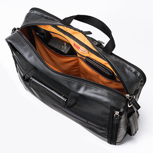 ビジネスバッグ（ビジネスリュック・日本製・豊岡製・岡山デニム・3WAY・撥水加工・ショルダー付き・ ブラック）