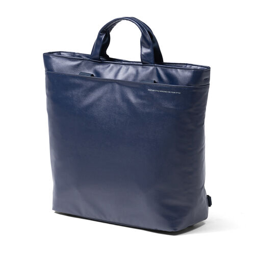 ビジネストートバッグ（3WAY・トート・リュック・手持ち・合皮製・耐水・簡単お手入れ・ビジネス・カジュアル・ネイビー）