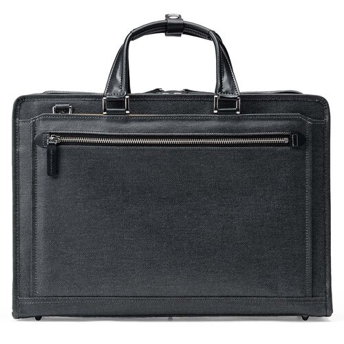 ビジネスバッグ（日本製・岡山デニム・2WAY・手持ち・肩掛け・ショルダー・防水加工生地・A4対応・14ポケット・ブラック）