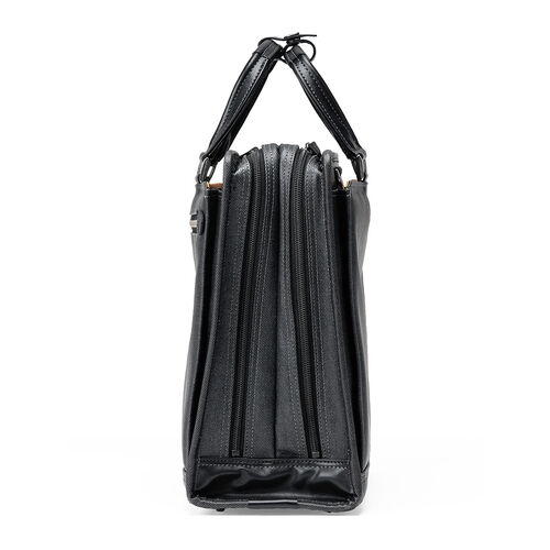 ビジネスバッグ（日本製・岡山デニム・2WAY・手持ち・肩掛け・ショルダー・防水加工生地・A4対応・14ポケット・ブラック）