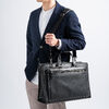 ビジネスバッグ（日本製・岡山デニム・2WAY・手持ち・肩掛け・ショルダー・防水加工生地・A4対応・14ポケット・ブラック）
