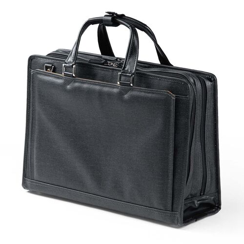 ビジネスバッグ（日本製・岡山デニム・2WAY・手持ち・肩掛け・ショルダー・防水加工生地・A4対応・14ポケット・ブラック）