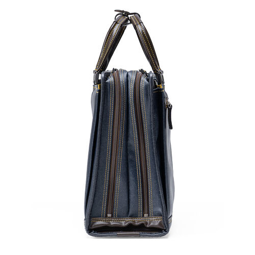 ビジネスバッグ（日本製・岡山デニム・2WAY・手持ち・肩掛け・ショルダー・防水加工生地・A4対応・14ポケット・ネイビー）