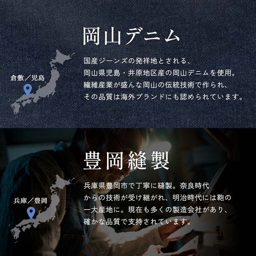 ビジネスリュック（日本製・岡山デニム・ボックスパック・スクエア形状・手持ち・防水加工生地・A4対応・12ポケット・通勤・通学・多機能・メンズ・ネイビー）