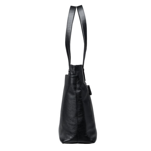 トートバッグ（本革・メンズ・レディース・通勤・ビジネス・おしゃれ・通学・A4・大きめ・レザー・ビジネスバッグ・ノートPC・ブラック）