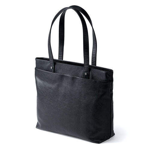 トートバッグ（本革・メンズ・レディース・通勤・ビジネス・おしゃれ・通学・A4・大きめ・レザー・ビジネスバッグ・ノートPC・ブラック）