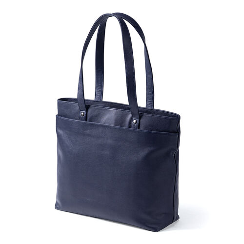 トートバッグ（本革・メンズ・レディース・通勤・ビジネス・おしゃれ・通学・A4・大きめ・レザー・ビジネスバッグ・ノートPC・ネイビー）